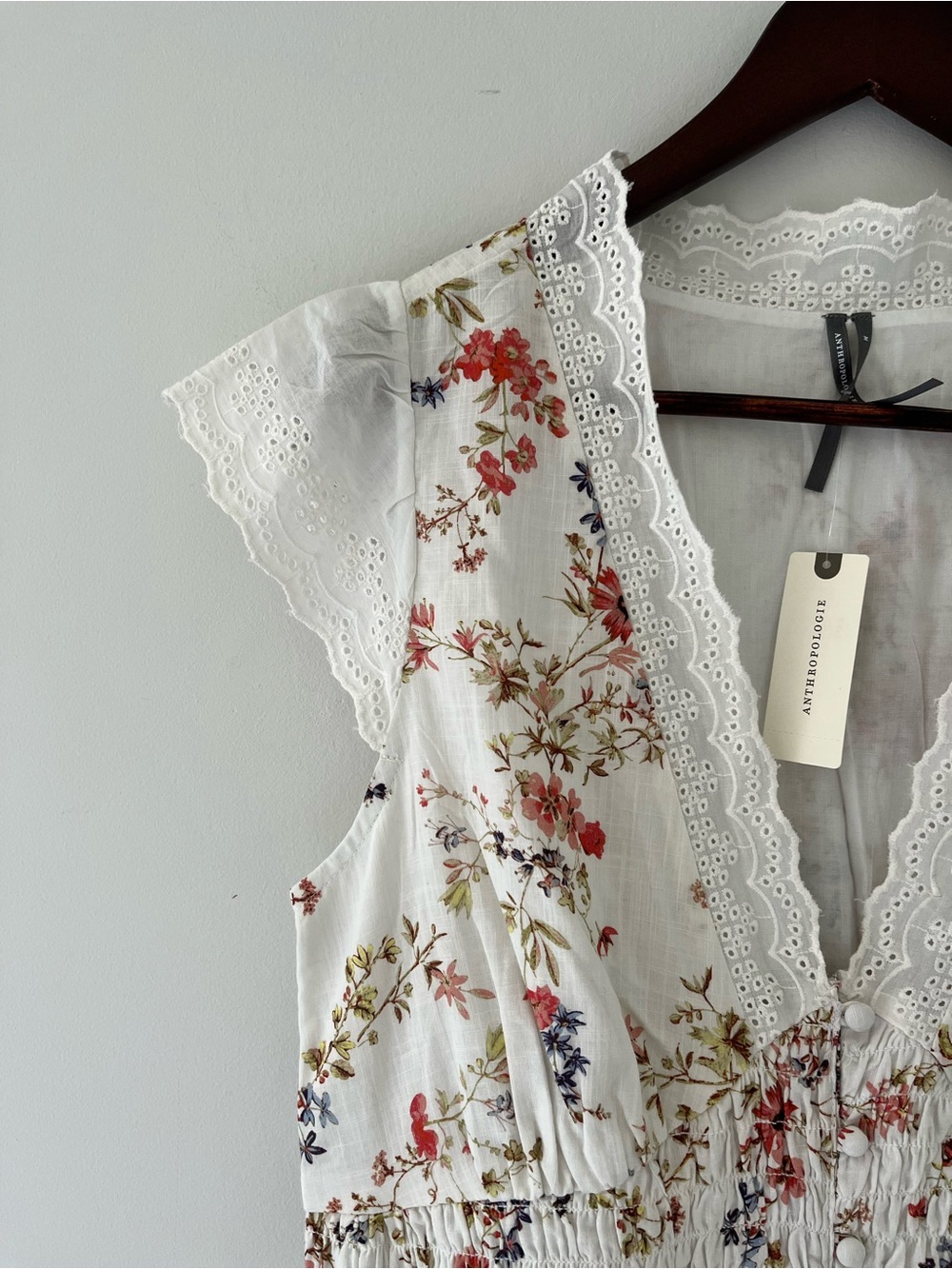 NWT By Anthropologie Peregrine Tiered Deco Midi Dress Floral Lace Cotton - Picture 3 of 8